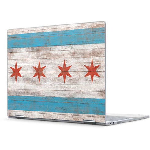 Chicago Flag Dark Wood Pixelbook Skin